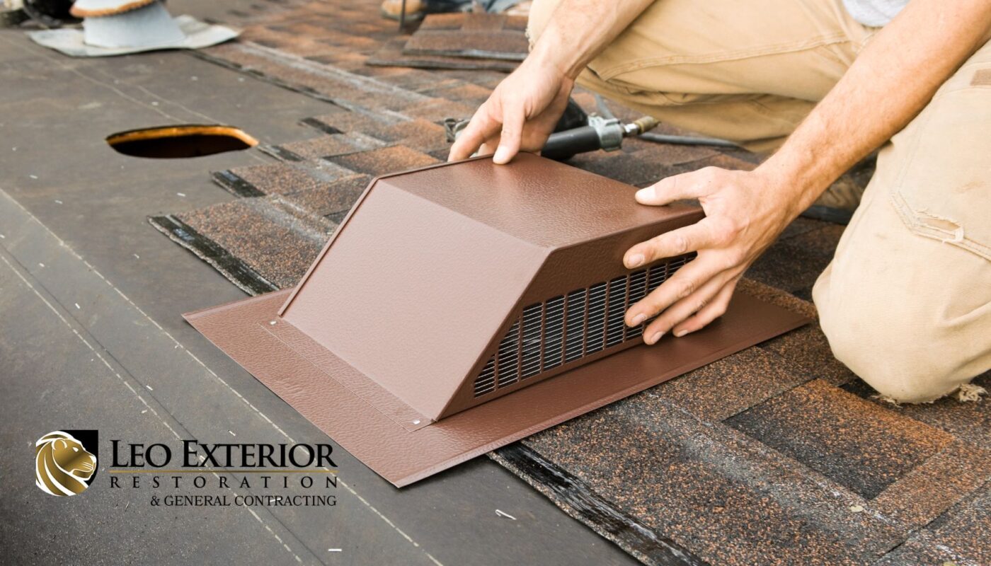 roofer installing vent on roof